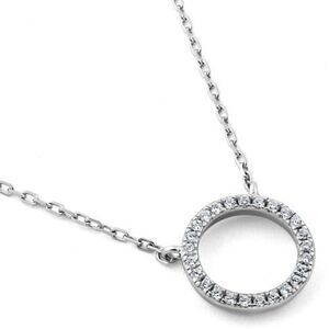 New Sterling Silver Halo CZ Necklace